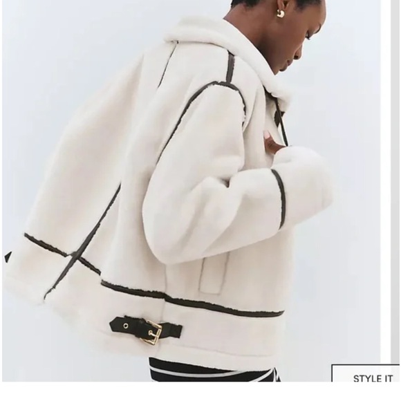 NEW Ann Taylor Weekend Shearling Moto Faux Leather Jacket XS Petite - Picture 14 of 15